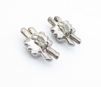 DESIGNER 925 Silver  Vintage Dark Tone Hollow Non Pierce Drop Earrings  EG2599