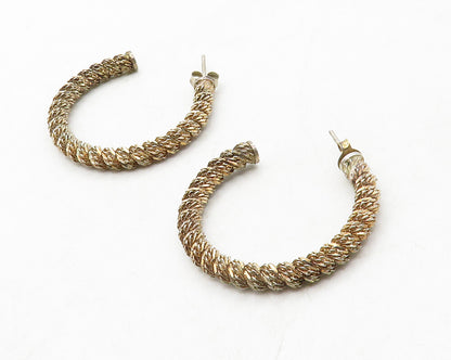 925 Sterling Silver  Vintage Dark Tone Rope Twist JHoop Earrings  EG6700
