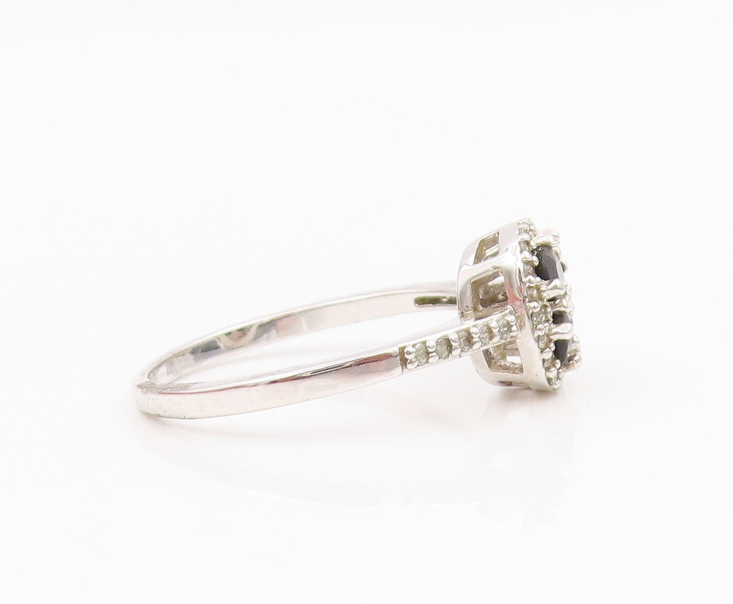 925 Sterling Silver Vintage Ring Sapphire & CZ Cluster Band  Sz 11.5  RG34301