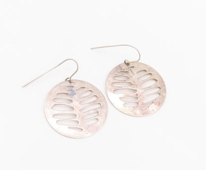 925 Sterling Silver Vintage Earrings RLM Cutout Ribs Design Coin  EG13627
