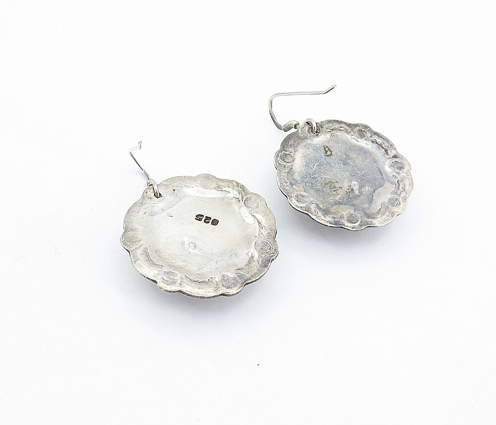 925 Sterling Silver  Vintage 2 Tone Twist Etched Border Drop Earrings  EG2830