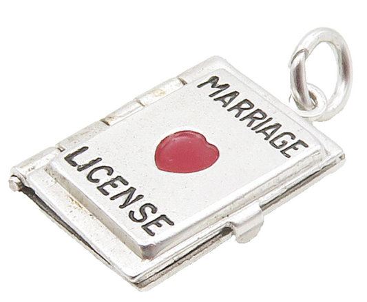 925 Sterling Silver  Vintage Marriage License Locket Pendant (OPENS)  PT12911
