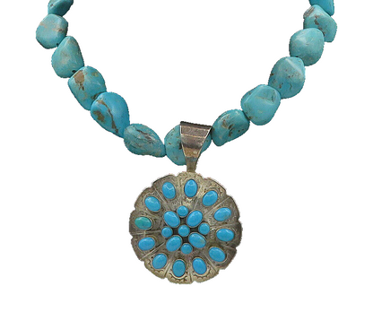 DTR JAY KING 925 Silver  Vintage Turquoise Heavy Beaded Chain Necklace NE2895