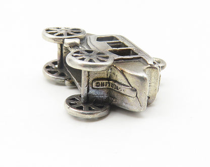 925 Sterling Silver  Vintage Dark Tone Old Fashioned Carriage Pendant  PT8764