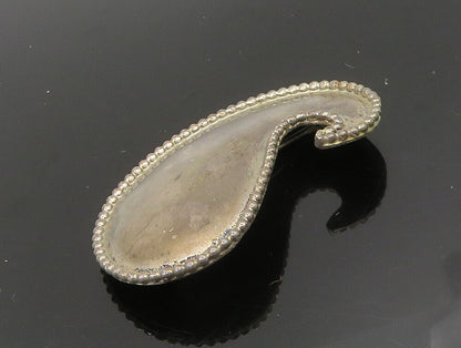 DESIGNER 925 Sterling Silver Vintage Beaded Edge Wave Motif Brooch Pin BP9376