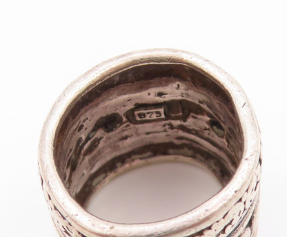 925 Sterling Silver Vintage Ring Large Swirly Design Carved  Sz 5  RG32700
