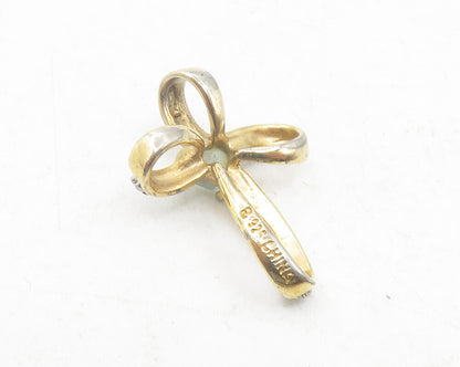 ROSS SIMON 925 Silver  Genuine Diamond & Topaz Religious Cross Pendant  PT9617