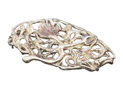 925 Sterling Silver  Vintage Modernist Openwork Floral Brooch Pin  BP10208