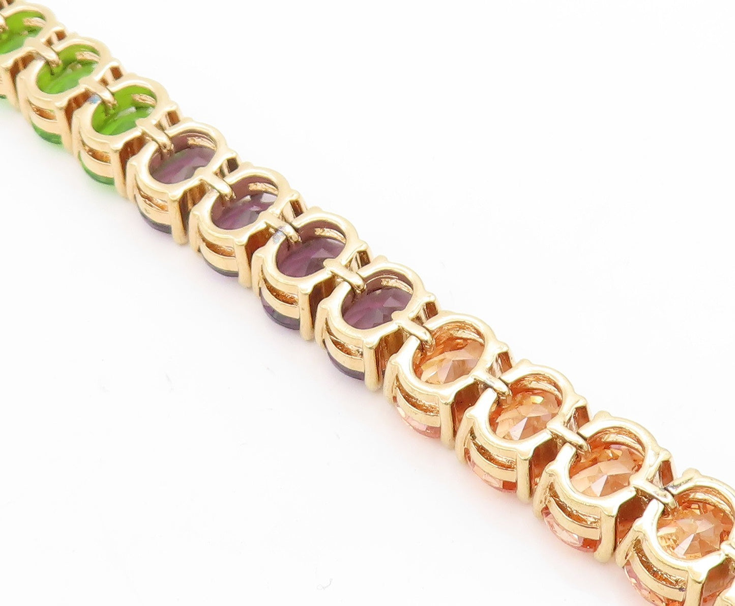 925 Sterling Silver Vintage Bracelet Gold Plated DAVID SIGAL Gemstone  BT11732