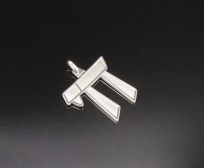 GERMANY 925 Silver  Vintage Raised Edge Matte Chai Symbol Pendant  PT21256
