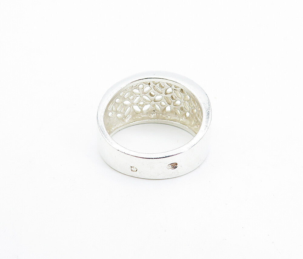 925 Sterling Silver  Vintage Polished Cutout Pattern Band Ring Sz 6  RG4756