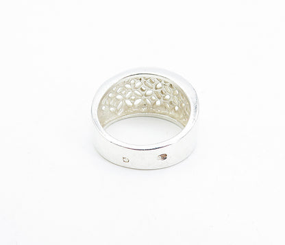 925 Sterling Silver  Vintage Polished Cutout Pattern Band Ring Sz 6  RG4756