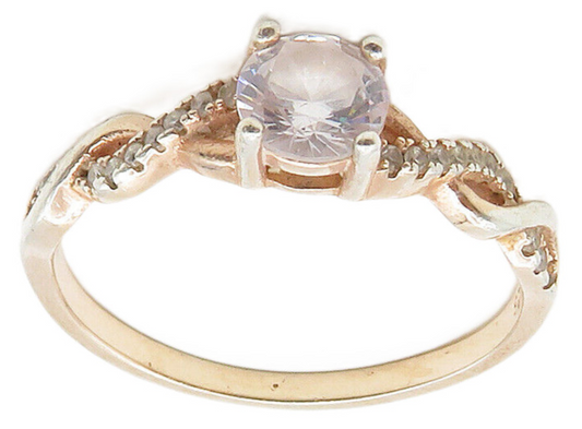 925 Sterling Silver  Cubic Zirconia Solitaire Accent Ring Sz 11.5  RG15702