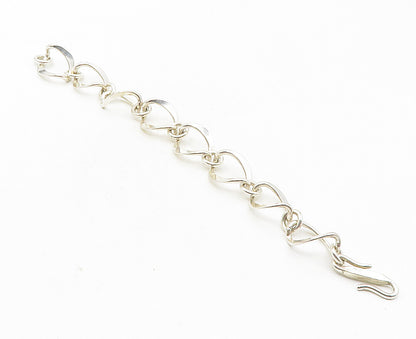 925 Sterling Silver  Vintage Shiny Polished Open Link Chain Bracelet  BT4091
