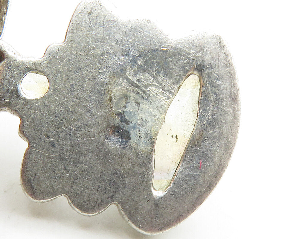 925 Sterling Silver Vintage Marquise Cut Moonstone & Topaz Pendant PT13794