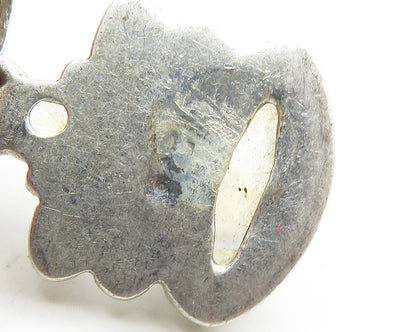 925 Sterling Silver Vintage Marquise Cut Moonstone & Topaz Pendant PT13794