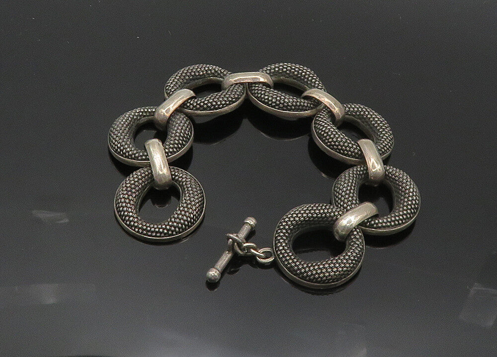 JOHN HARDY 925 Silver  Vintage Heavy Rare Weaved Detail Chain Bracelet  BT8147