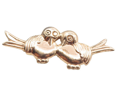 925 Sterling Silver  Vintage Shiny Petite Love Birds Motif Brooch Pin  BP4051