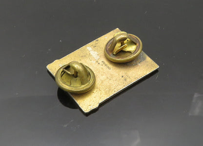 925 Sterling Silver  Vintage Antique Enamel It Will Be Done Lapel Pin  TR2776