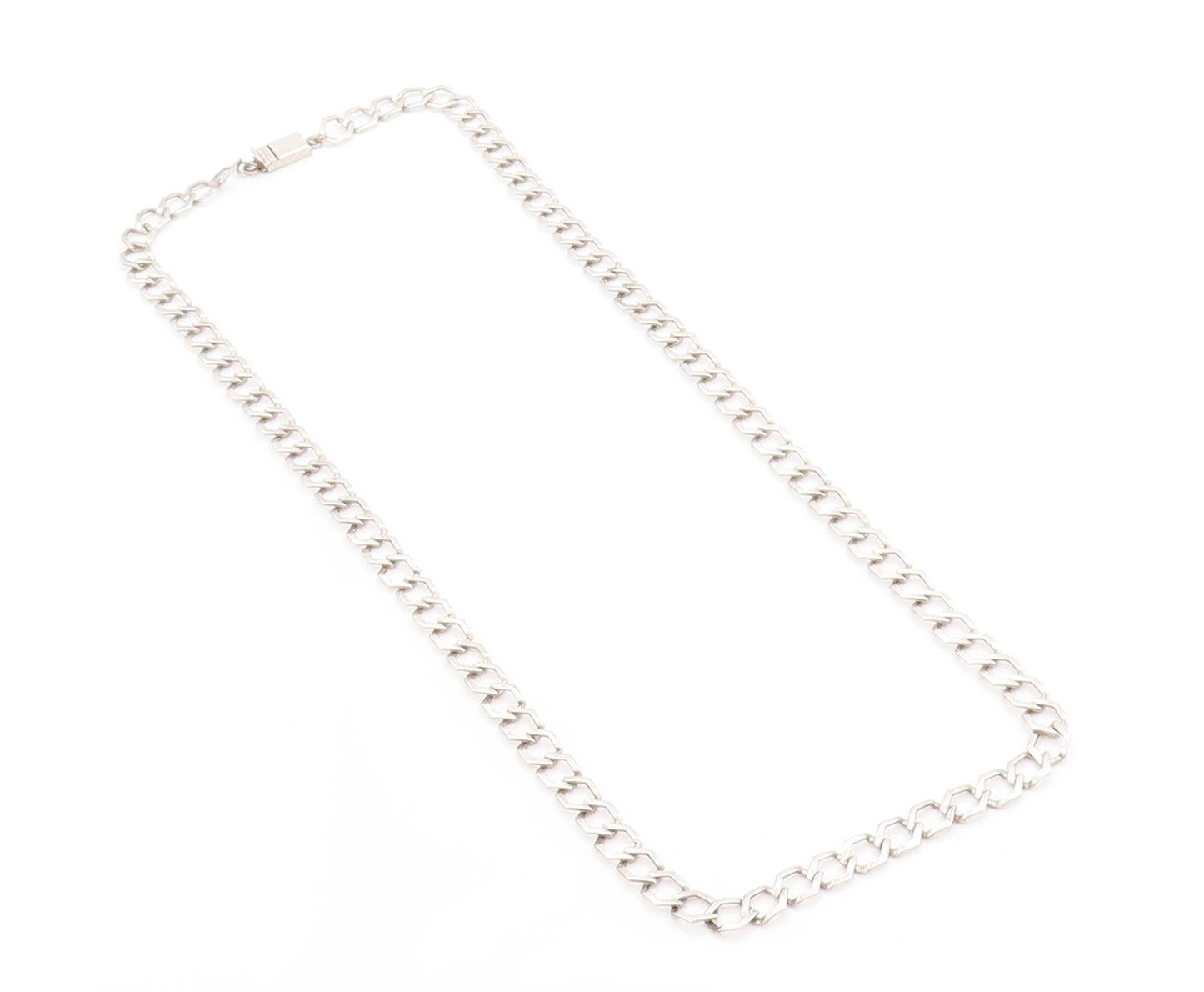 925 Sterling Silver Vintage Necklace Minimalist Statement Curb Chain   NE4681