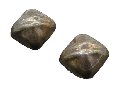 MEXICO 925 Sterling Silver  Vintage Dark Tone Dome Non Pierce Earrings  EG7696