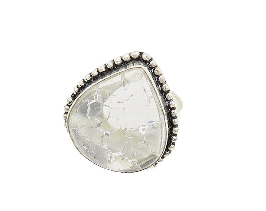 925 Sterling Silver  Vintage Quartz Love Heart Cocktail Ring Sz 10.5  RG19697