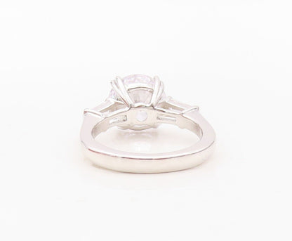 925 Sterling Silver Vintage Ring Round & Rectangle Cut Topaz  Sz 6  RG30227
