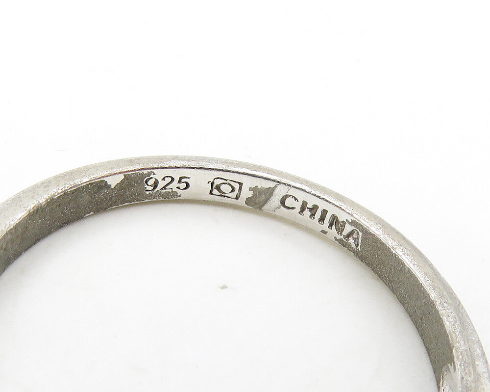925 Sterling Silver  Petite Shiny Cubic Zirconia Band Ring Sz 9  RG17465