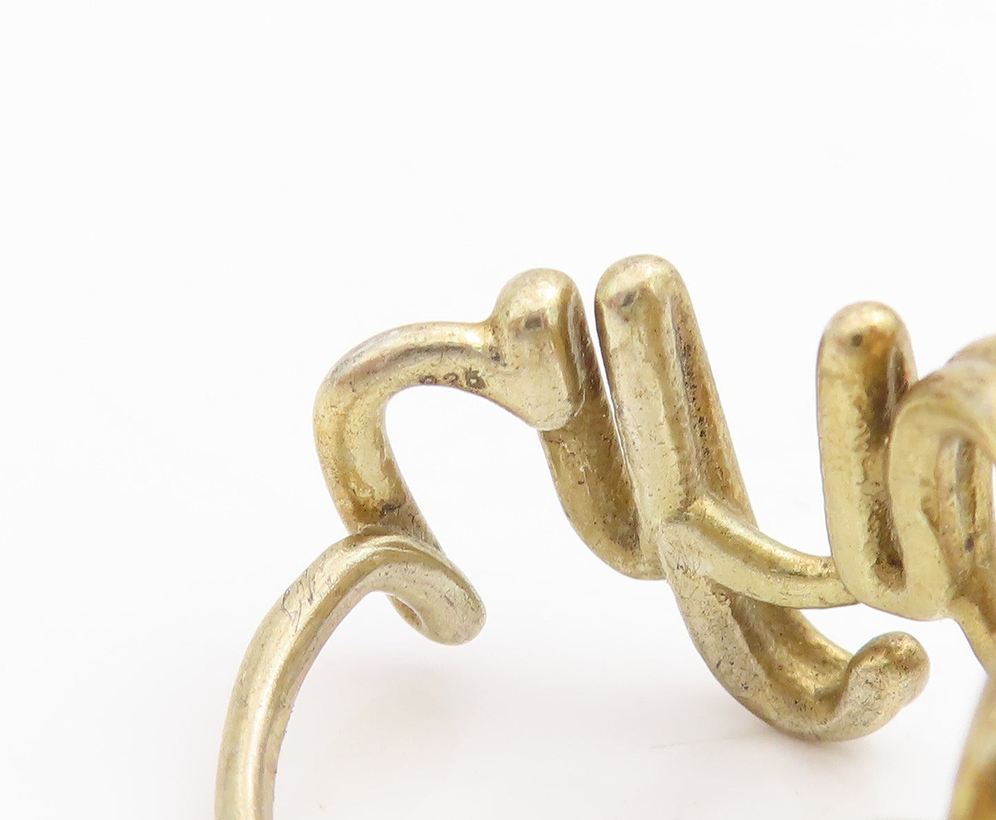 925 Sterling Silver Vintage Ring Gold Plated Robyn Script Band  Sz 5  RG34757