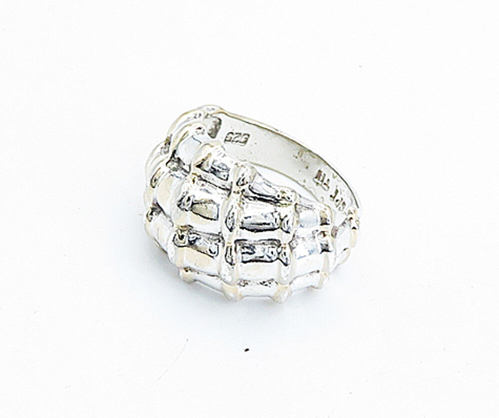 925 Sterling Silver  Vintage Polished Bamboo Dome Band Ring Sz 8  RG5813