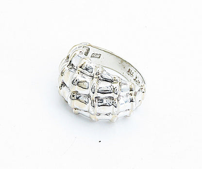 925 Sterling Silver  Vintage Polished Bamboo Dome Band Ring Sz 8  RG5813