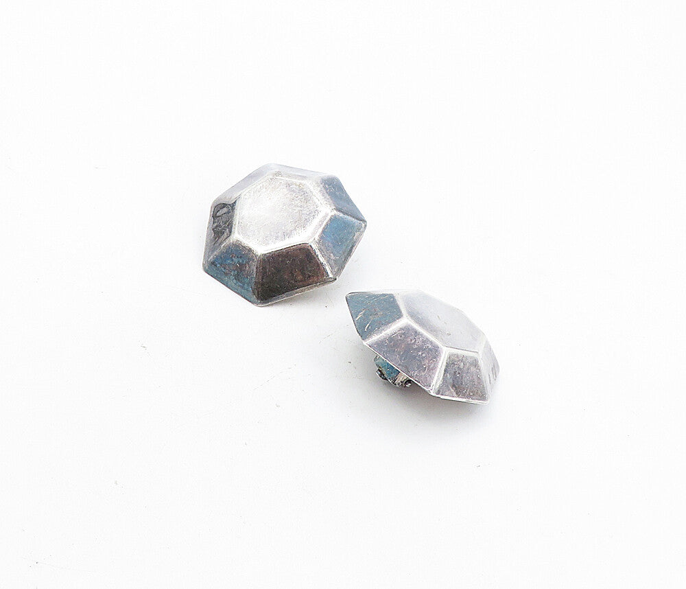 925 Sterling Silver  Vintage Dark Tone Geometric Non Pierce Earrings  EG4222