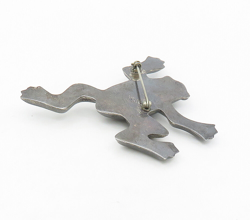 925 Sterling Silver  Vintage Dark Tone Smooth Hollow Frog Brooch Pin  BP6560