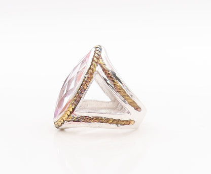 925 Sterling Silver Vintage Ring Marquise Gemstone Twisted Rope  Sz 7  RG29801