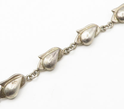 925 Sterling Silver  Vintage Floral Motif Link Chain Necklace  NE2482