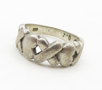 925 Sterling Silver  Vintage XOXO Hugs & Kisses Motif Band Ring Sz 7  RG15795