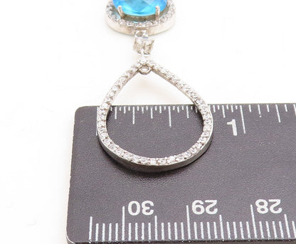 925 Sterling Silver  Vintage Topaz & Cubic Zirconia Chain Necklace  NE1126