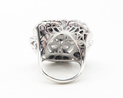 925 Sterling Silver  Cubic Zirconia & Hematite Cocktail Ring Sz 7  RG11208