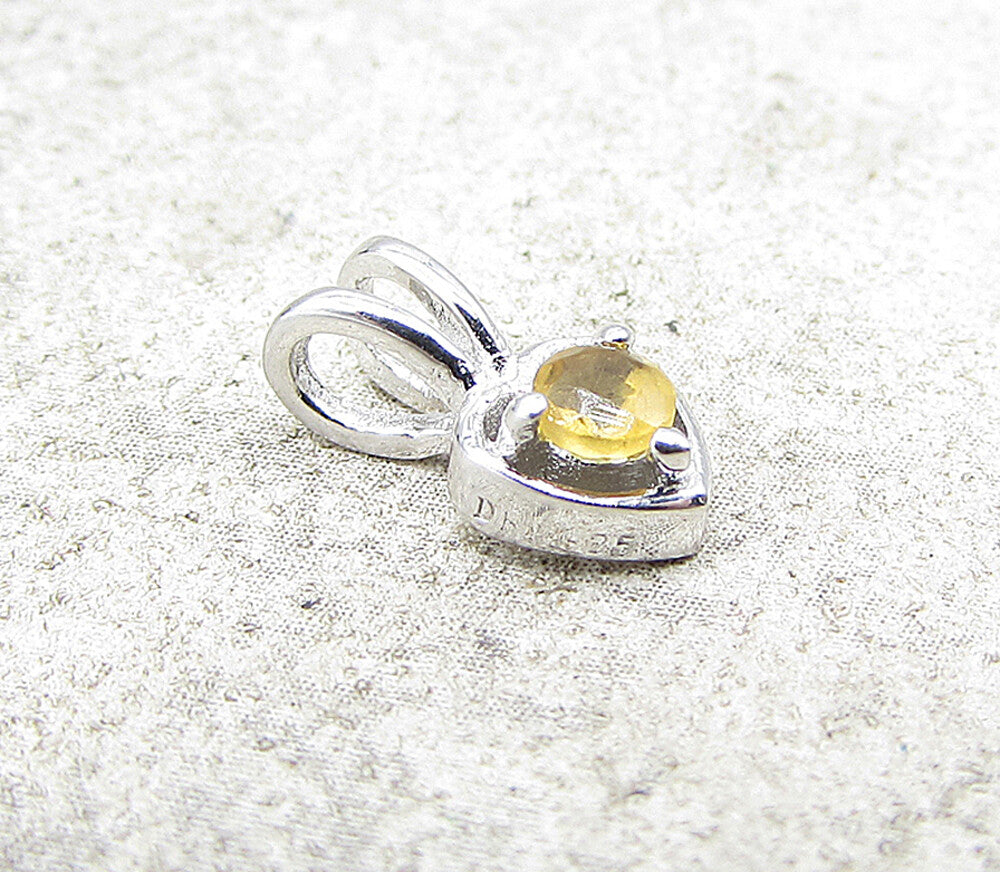 925 Sterling Silver  Citrine Love Heart Slider Pendant  PT1168