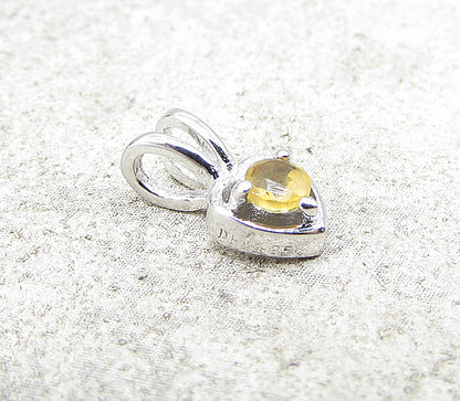 925 Sterling Silver  Citrine Love Heart Slider Pendant  PT1168