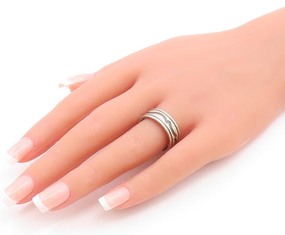 DESIGNER 925 Silver Vintage Oxidized Two Tone Design Band Ring  Sz 9  RG20368