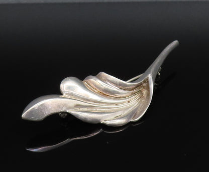 CHARLES KRYPELL 925 Silver  Vintage Fashion Scalloped Leaf Brooch Pin  BP9869