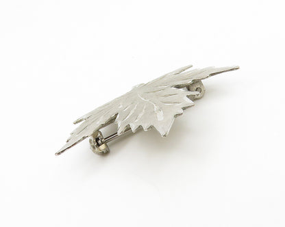 925 Sterling Silver  Vintage Shiny Etched Single Maple Leaf Brooch Pin  BP5092