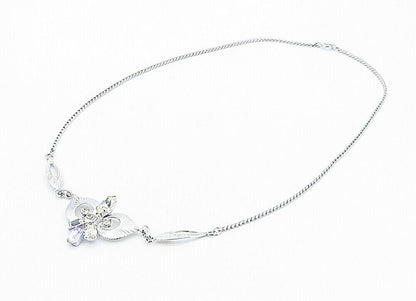 LORAN SIM 925 Silver  Yellow Cubic Zirconia Shiny Twist Chain Necklace  NE1386
