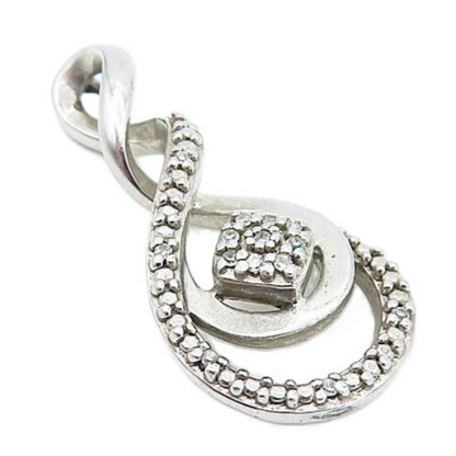 925 Sterling Silver  Shiny Genuine Diamonds Infinity Twist Pendant  PT6168