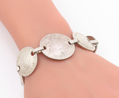 925 Sterling Silver Vintage Bracelet Antique Australian Florin Coin  BT11426