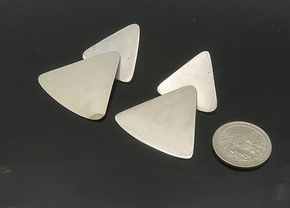 925 Sterling Silver  Vintage Shiny Smooth Triangle Drop Earrings  EG10228