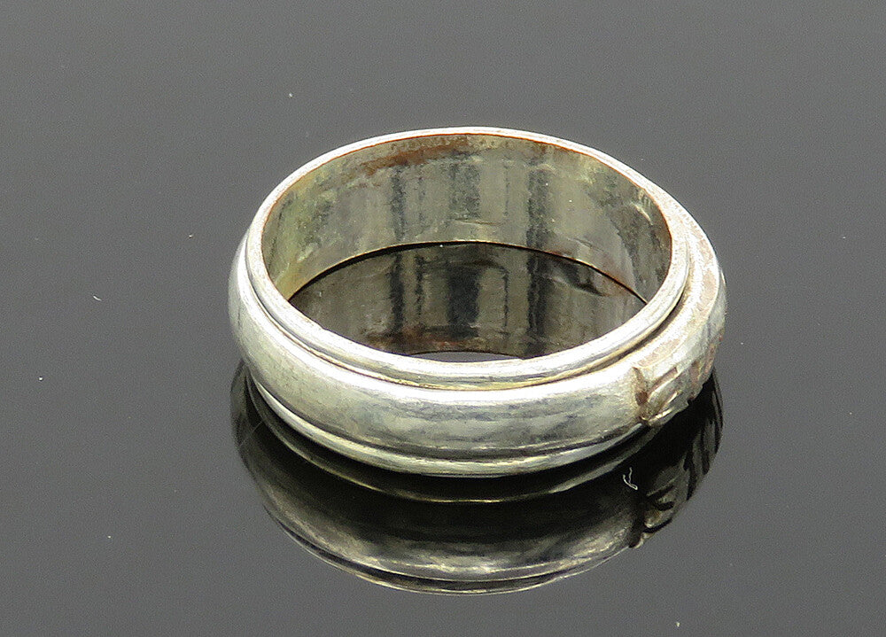 925 Sterling Silver  Vintage Shiny Etched Band Spinner Band Ring Sz 7  RG20218