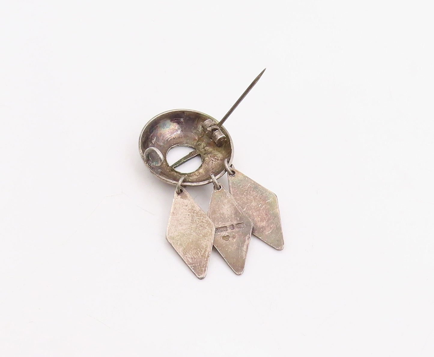 925 Sterling Silver Vintage Brooch Pin SWEDEN Diamond Shape Floral Drop  BP12286