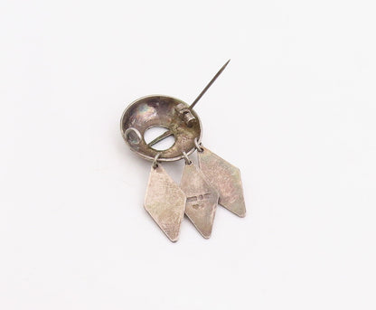 925 Sterling Silver Vintage Brooch Pin SWEDEN Diamond Shape Floral Drop  BP12286